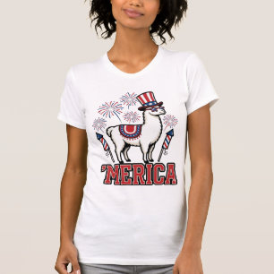 Camiseta Lhama Patriótica Merica Design Vector Vintage_1