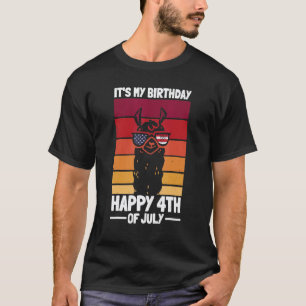 Camiseta Lhama Patriótico É Meu Aniversário Feliz 4 De Julh