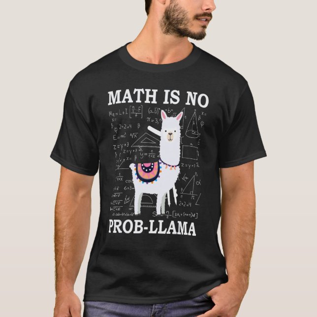 Camiseta Lhama Professora de Matemática sem Problema Alpaca (Frente)