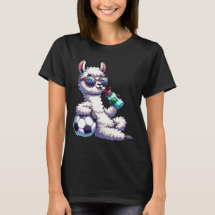 Camiseta Lhama Relaxada Com Bola De Futebol E Alpaca De Ócu