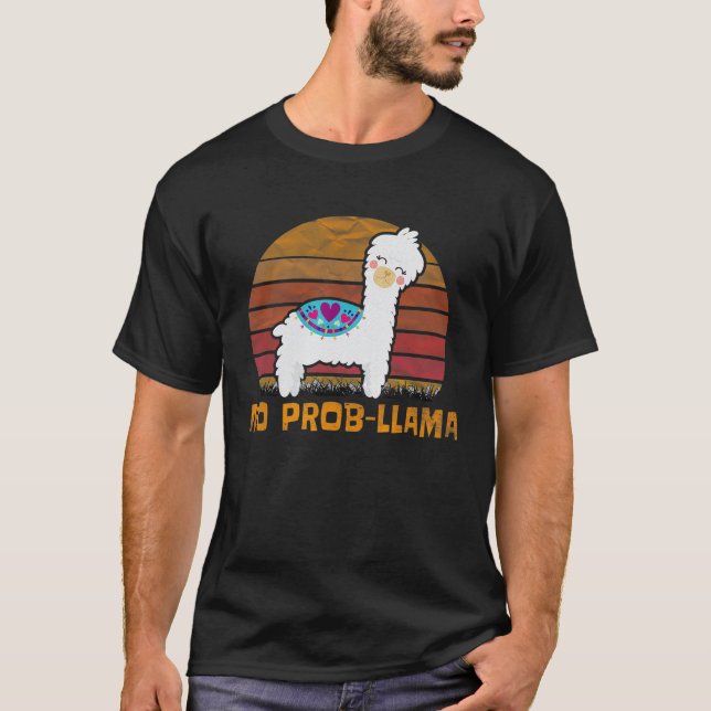 Camiseta Lhama Sem Prob Para Mulheres Homens Sem Problhama (Frente)