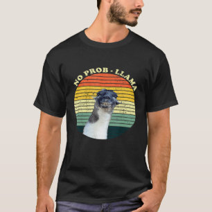 Camiseta Lhama Vintage Fofo Alpaca Retro Sem Problema Lhama