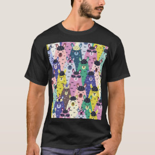 Camiseta Lhamas Coloridas Fundo Infantil Sem Costura