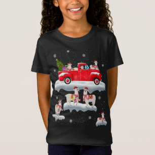 Camiseta Lhamas Dirigindo Árvore de Natal Red Truck Llama C