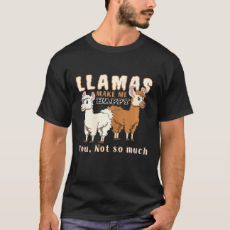 Camiseta Lhamas Femininas Me Fazem Feliz Você Não Tanto