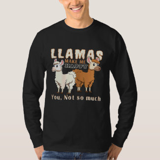 Camiseta Lhamas Femininas Me Fazem Feliz Você Não Tanto