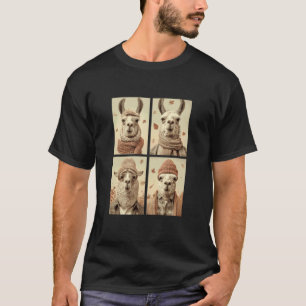 Camiseta Lhamas Fofas Folhas de Outono Motivo Animais de Fa