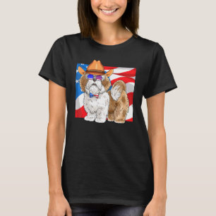 Camiseta Lhasa Apso 4 De Julho Bandeira Americana Patriótic