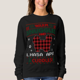 Camiseta Lhasa Apso Cachorro Natal Pajama Ugly Christmas Sw