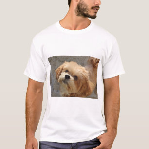 Camiseta Lhasa Apso cão num jardim