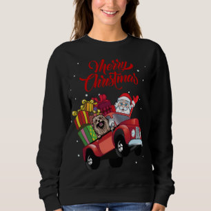 Camiseta Lhasa Apso Com Papai Noel No Cachorro Vermelho