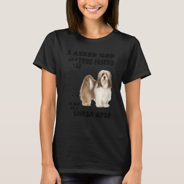 Camiseta Lhasa Apso Cotação Mãe Pai Impressão Lion Sen (Frente)