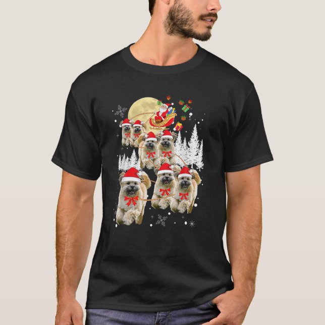 Camiseta Lhasa Apso Funny Reindeer Papais noeis de Lua de N (Frente)