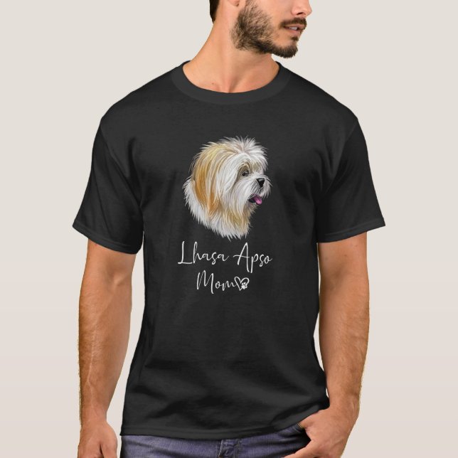 Camiseta Lhasa Apso Mãe Cachorro Bonito Proprietário Lhasa  (Frente)