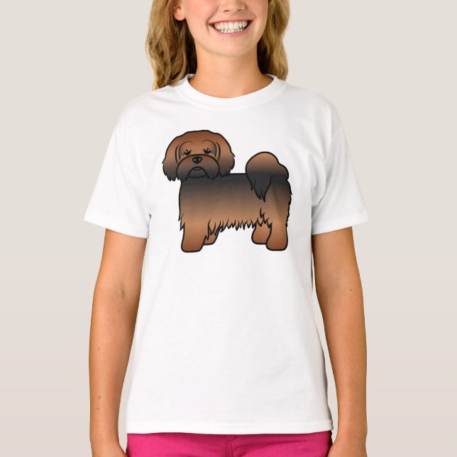 Camiseta Lhasa Apso Sable Vermelho Cachorro de Desenho Anim (Frente)