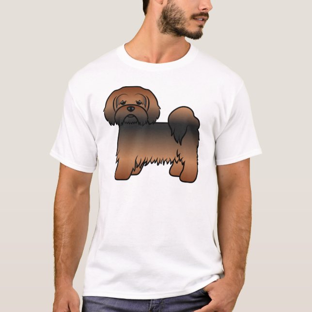 Camiseta Lhasa Apso Sable Vermelho Cachorro de Desenho Anim (Frente)