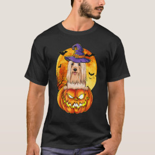 Camiseta Lhasa Apso Witch Pumpkin Halloween Dog