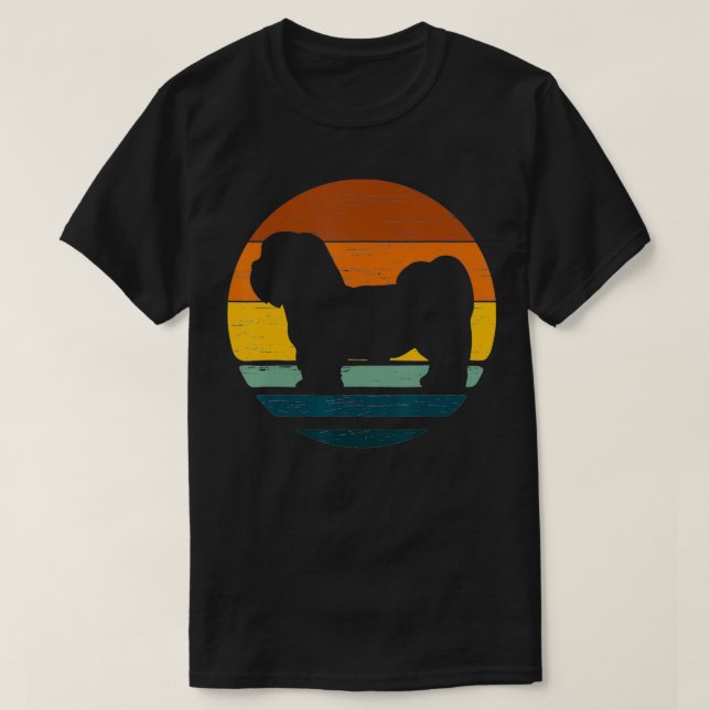 Camiseta Lhasapoo Vintage Retrô Mãe Pai Dog Gift (Frente do Design)