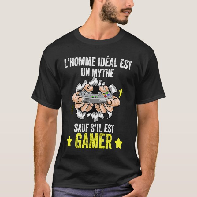 CAMISETA L'HOMME IDEAL EST UN MYTHE SAUF S'IL EST GAMER (Frente)