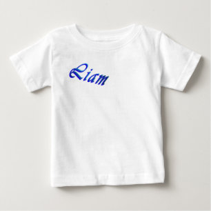 Camiseta Liam, Nome, Bodysuit Azul para Bebês Meninos