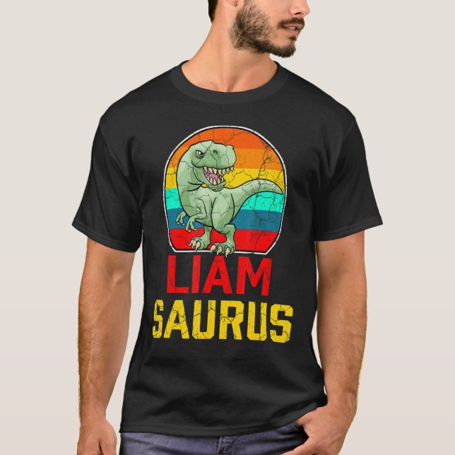 Camiseta Liam Saurus Family Reunion Equipe de Sobrenome Eng (Frente)