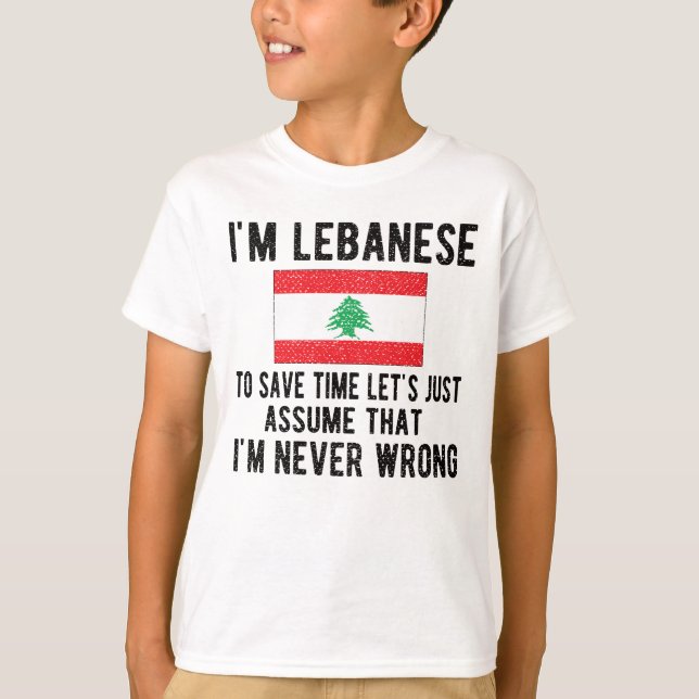 Camiseta Libanês Patrimônio Libanês Raja Bandeira Libanesa (Frente)