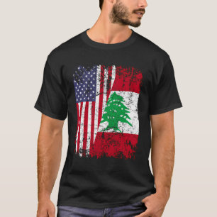Camiseta Libanês Raízes Metade Bandeira Americana Líbano