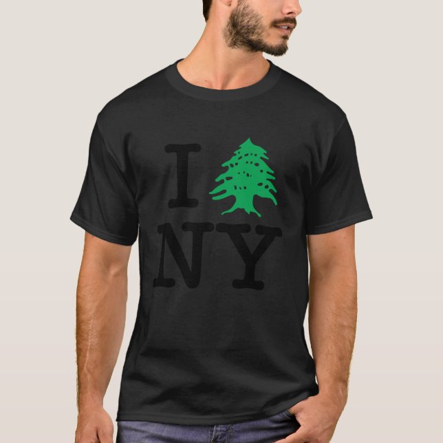 Camiseta Libano Cedar, Eu Amo Nova York NY Libanês Beirute (Frente)