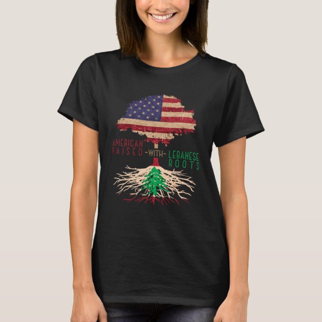 Camiseta Líbano e América Bandeira EUA Raízes Corrida Liban (Frente)