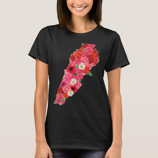Camiseta Líbano Flag Flower Map Beirut Lobnan Libanês Le (Frente)
