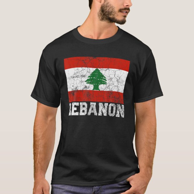 Camiseta Líbano Libanês Sinalizador Orgulho de Raízes Famíl (Frente)