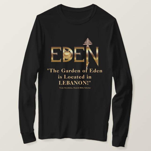 Camiseta "Líbano, o Jardim Original do Éden" (Frente do Design)