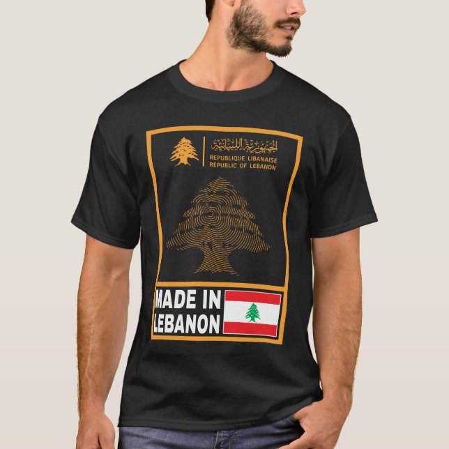 Camiseta Líbano,Passaporte do Líbano,Mapa do Líbano,Bandeir (Frente)