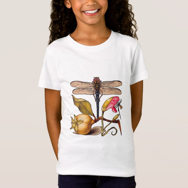 Camiseta Libélula Arte Botânico da Natureza Hoefnagel (Frente)