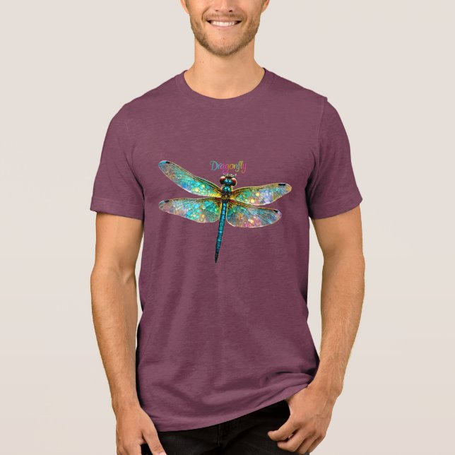 Camiseta Libélula Colorida de Vidro Pintado (Frente)