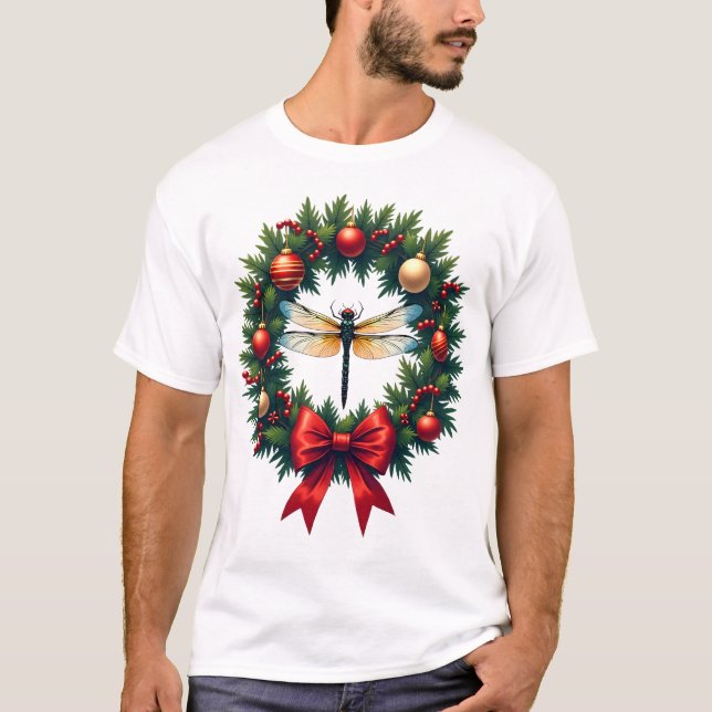 Camiseta Libélula de Grinalda de Natal (Frente)