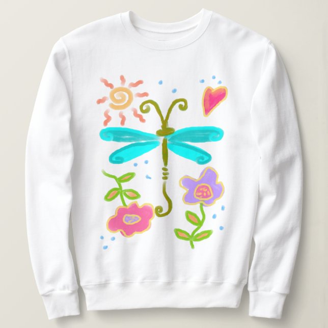 Camiseta Libélula Ensolarada Arte Abstrata para Vestir (Frente do Design)
