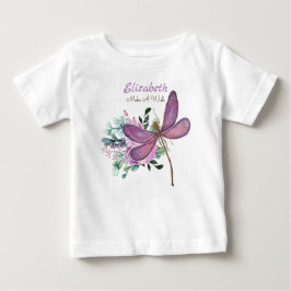 Camiseta Libélula Faça Um Desejo Roxo NOMEADO Presente de B