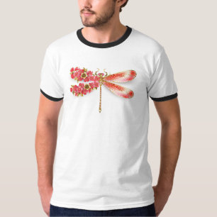 Camiseta Libélula flor com jóias sakura