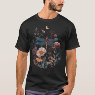 Camiseta Libélula Flor Silvestre Escura Floral Inseto