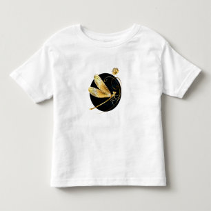 Camiseta libélula ouro em círculo preto