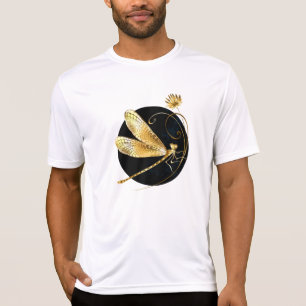 Camiseta libélula ouro em círculo preto
