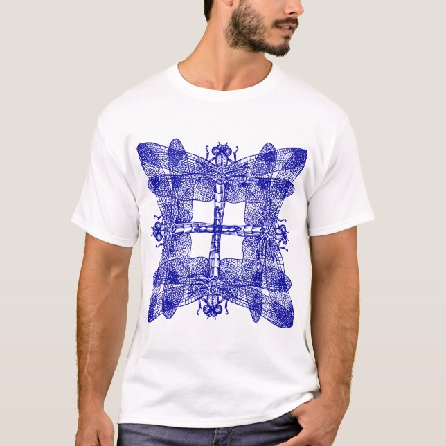 Camiseta Libélulas de sobreposição esquadradas (Frente)