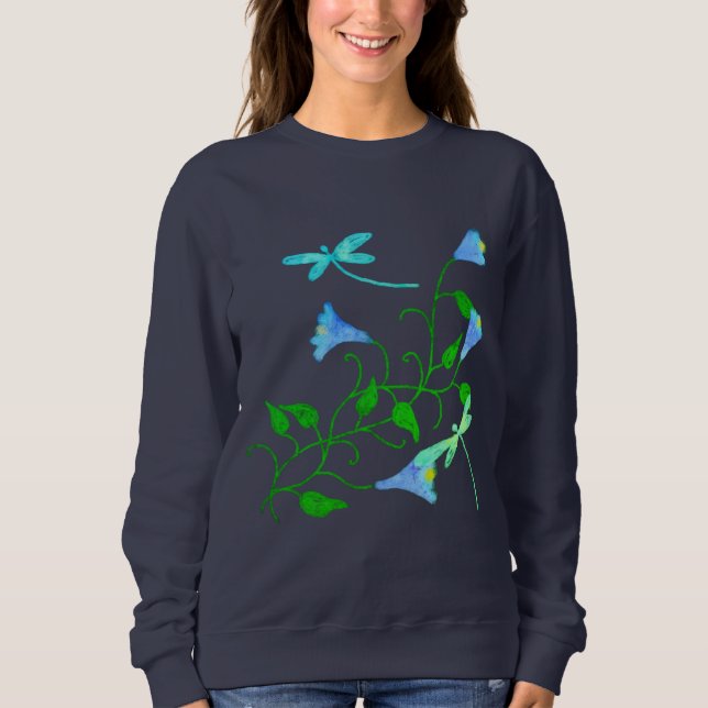 Camiseta Libélulas e Flores Arte Abstrata para Vestir (Frente)