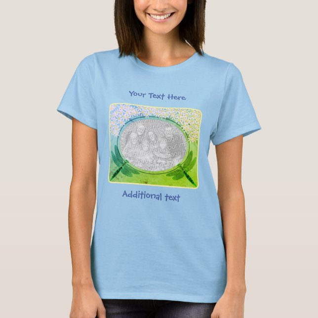 Camiseta Libélulas E Foto De Flores De Margarida Personaliz (Frente)