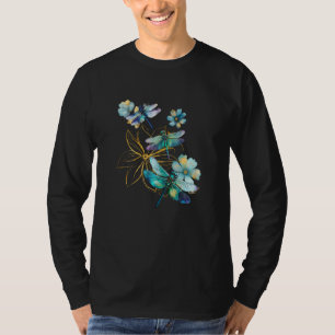 Camiseta Libélulas Flores Aquarela Colorido Floral Dra