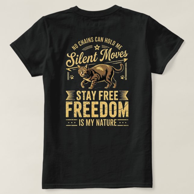 Camiseta Liberdade Amante de Gatos – Ousada e Dive (Verso do Design)