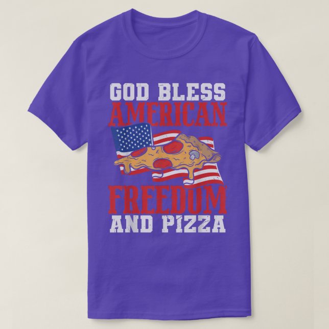 Camiseta Liberdade Americana deus abençoe E Pizza 4 De Julh (Frente do Design)