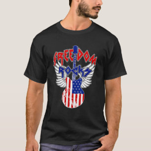 Camiseta Liberdade Balança 4 de Julho Guitarra Águia Asas A