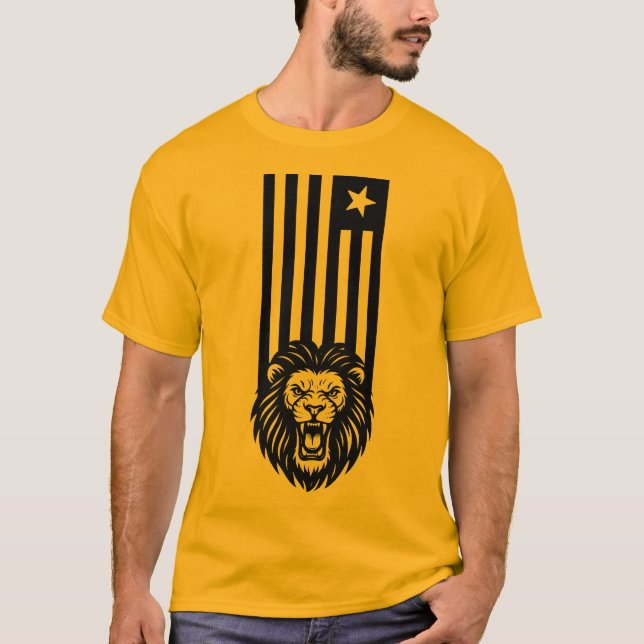 CAMISETA LIBERDADE BRANCA E NEGRA, PATRIOT LION (Frente)